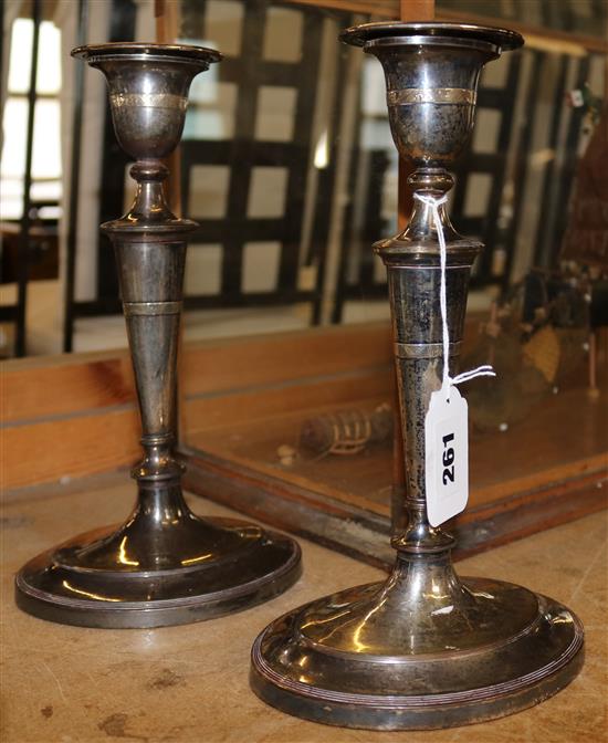 Pair of plated candlesticks